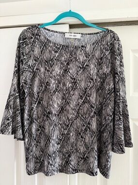 🖤🤍 Jones Studio Black & White Patterned Long-Sleeve Tee 🖤🤍